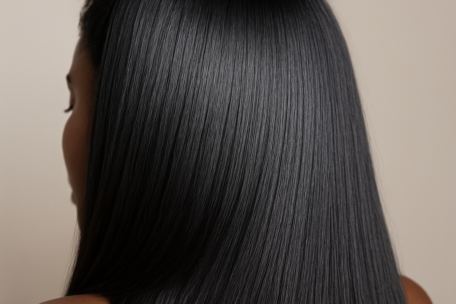 close up of smoothly straingthened afro hair