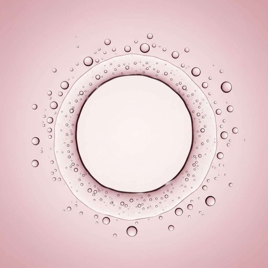 Clear liquid in circle formation on pink gradient background