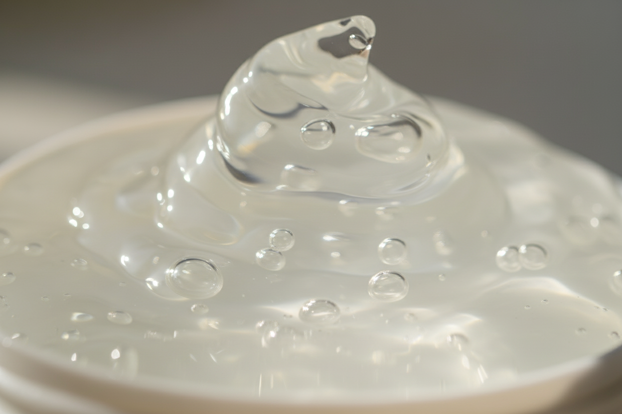 close up of conditioner whipped with a slight yellow tint